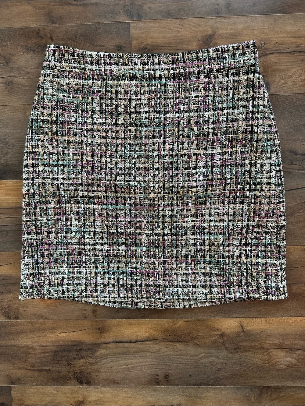 Ann Taylor Tweed Knee Length Skirt 8 Boucle Career Preppy Chic